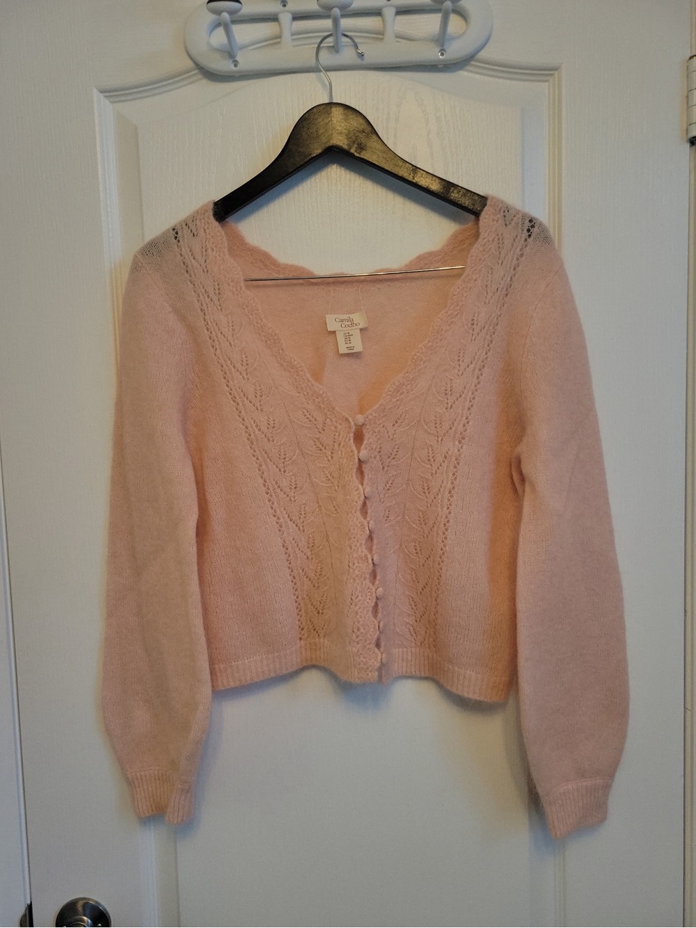 Camila Coelho Pink V-Neck Button Cardigan Sweater
